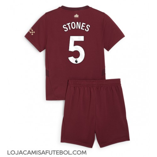 Camisa de Futebol Manchester City John Stones #5 Equipamento Alternativo Infantil 2024-25 Manga Curta (+ Calças curtas)